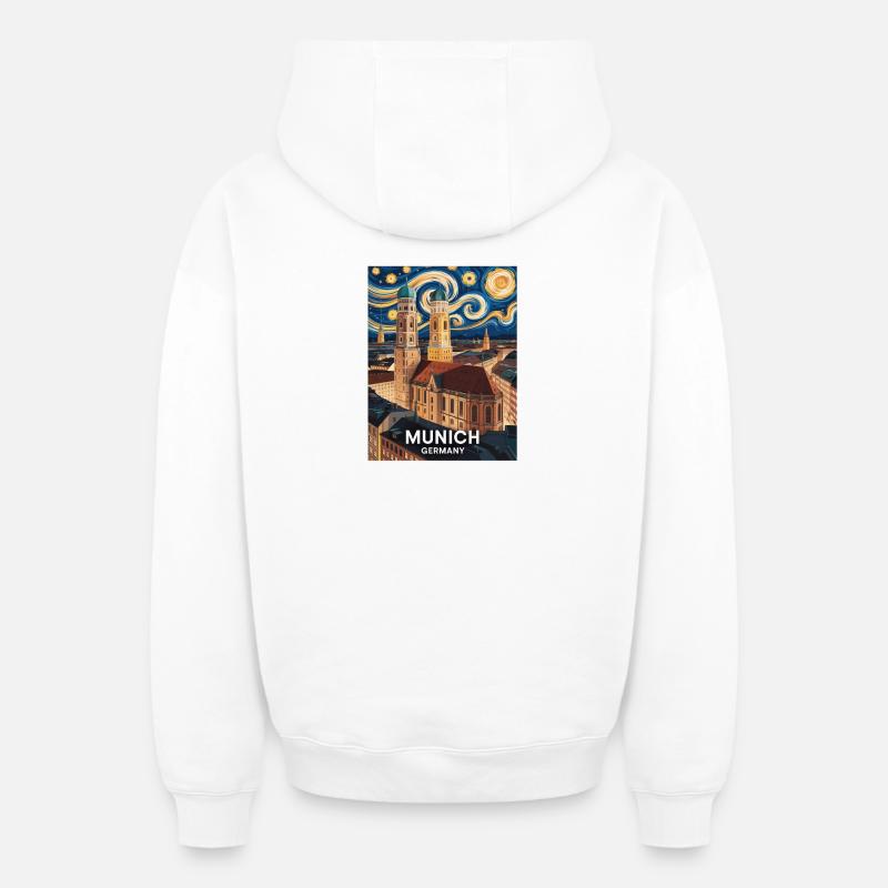 Munich - Sweat à capuche unisexe zippé oversize épais SPREAD - blanc