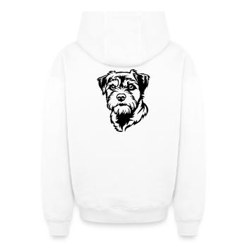 Tête de terrier de la frontière - Sweat à capuche unisexe zippé oversize épais SPREAD - blanc - Dos - AI Model Male 178 light (178cm)