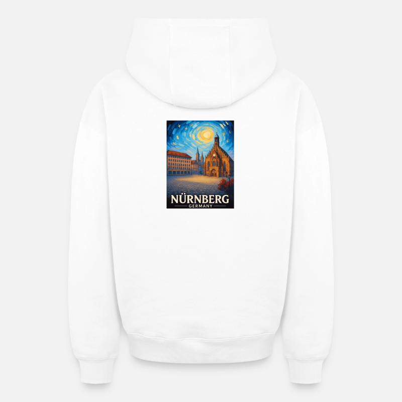 Nuremberg - Sweat à capuche unisexe zippé oversize épais SPREAD - blanc