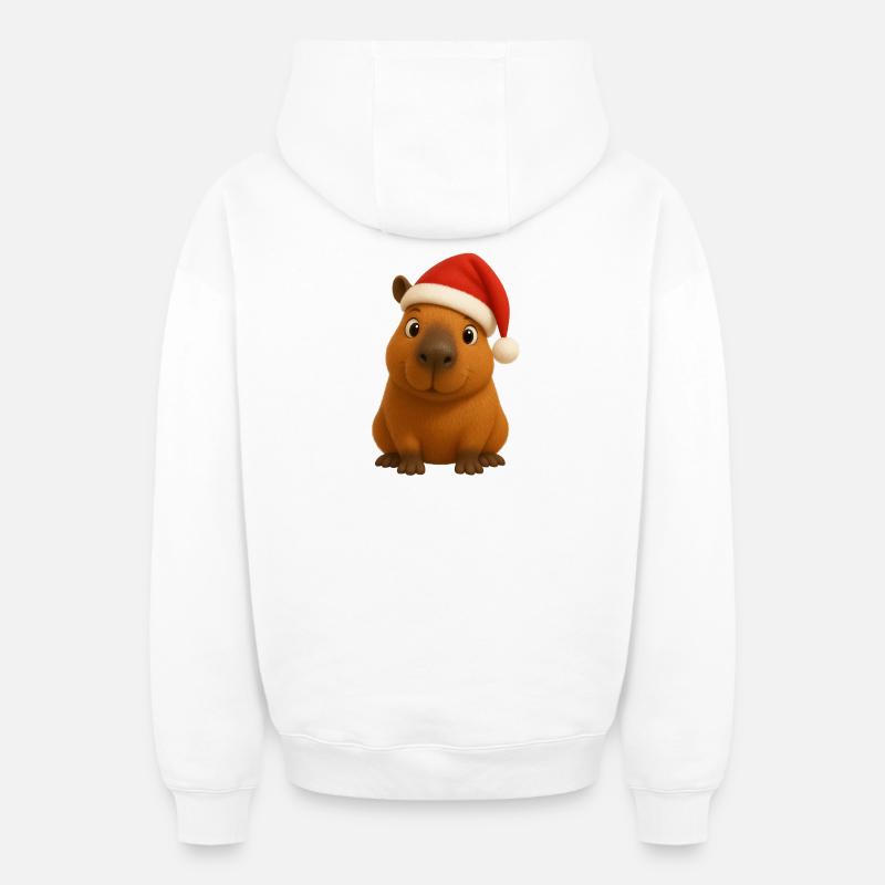 Noël de Capybara - Sweat à capuche unisexe zippé oversize épais SPREAD - blanc