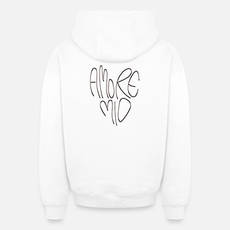 Lettrage Amore Mio - Sweat à capuche unisexe zippé oversize épais SPREAD - blanc