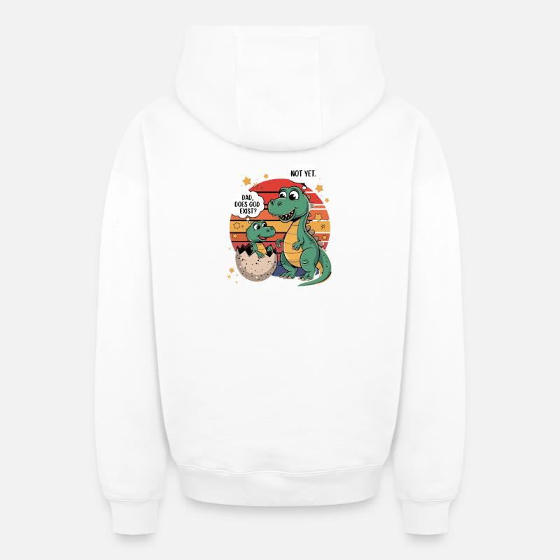 Dino Question Dieu-Existence - Sweat à capuche unisexe zippé oversize épais SPREAD - blanc
