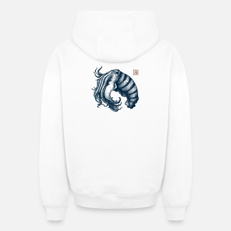 Seiche - Sweat à capuche unisexe zippé oversize épais SPREAD - blanc