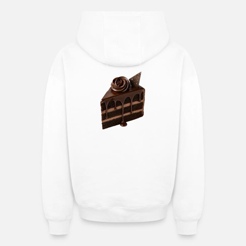 Gâteau au chocolat - Sweat à capuche unisexe zippé oversize épais SPREAD - blanc