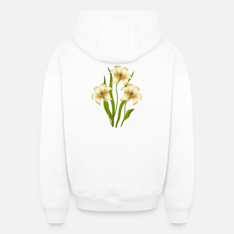 Fleur - Sweat à capuche unisexe zippé oversize épais SPREAD - blanc
