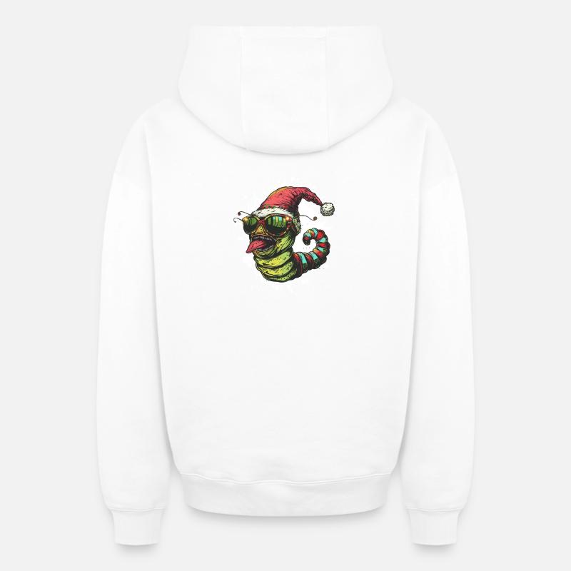 Ver Noël Drôle - Sweat à capuche unisexe zippé oversize épais SPREAD - blanc