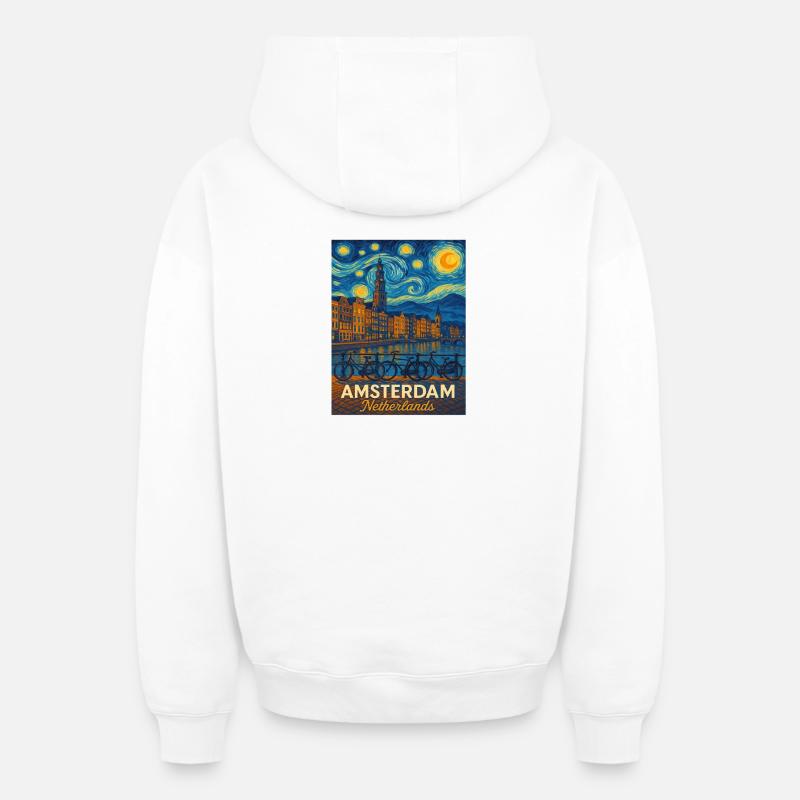 Amsterdam, Pays-Bas - Sweat à capuche unisexe zippé oversize épais SPREAD - blanc