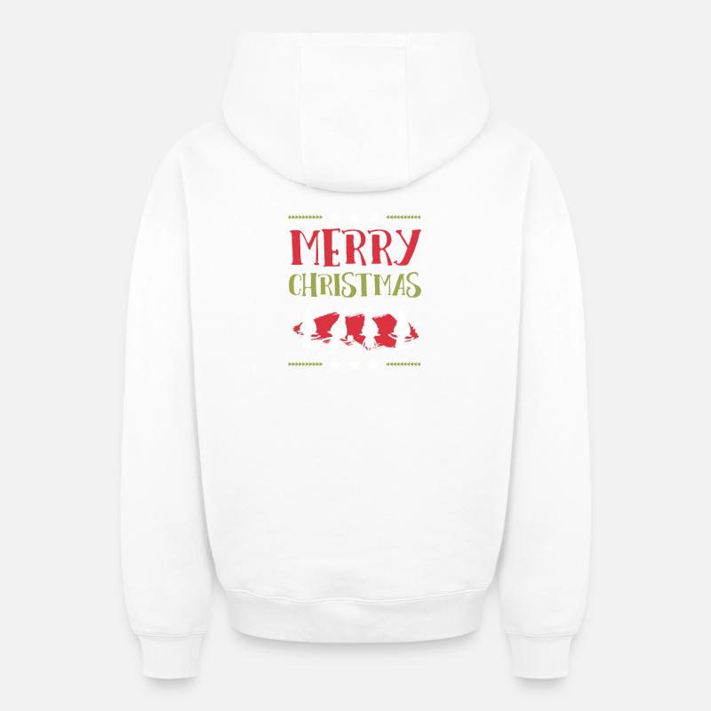 Joyeux Noël - Sweat à capuche unisexe zippé oversize épais SPREAD - blanc