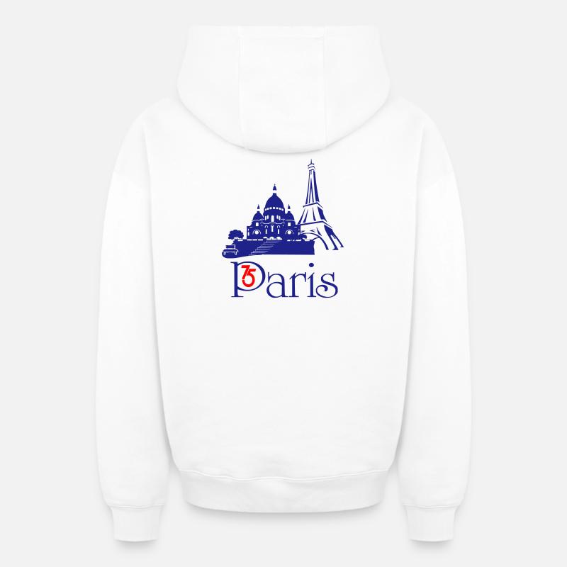 Paris 75 - Sweat à capuche unisexe zippé oversize épais SPREAD - blanc