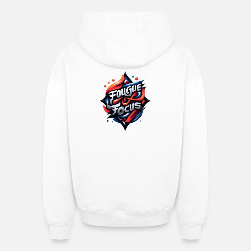 Fougue et Focus Emblème - Sweat à capuche unisexe zippé oversize épais SPREAD - blanc