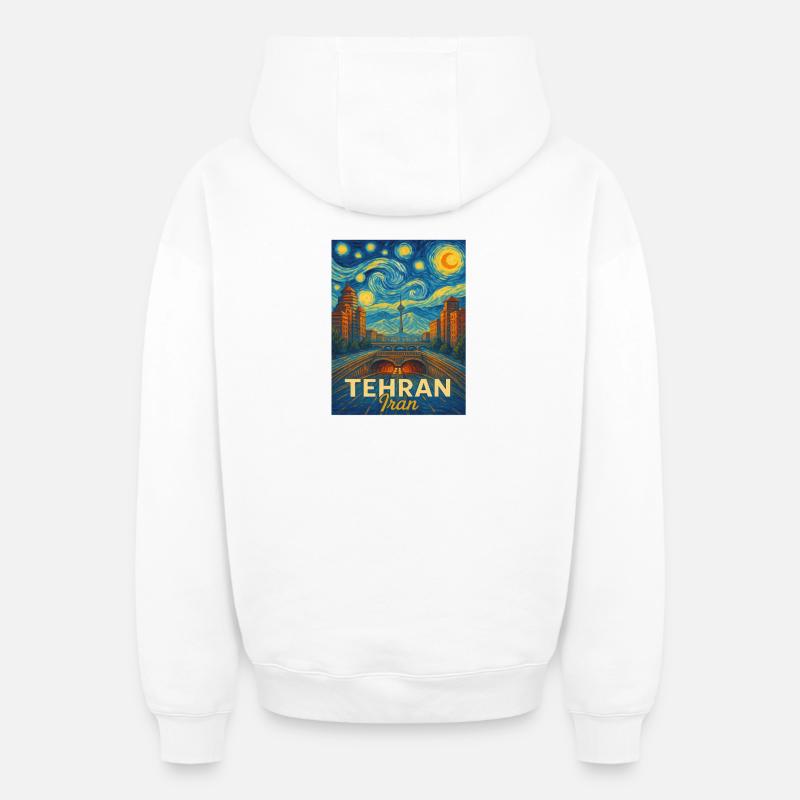 Téhéran, Iran - Sweat à capuche unisexe zippé oversize épais SPREAD - blanc