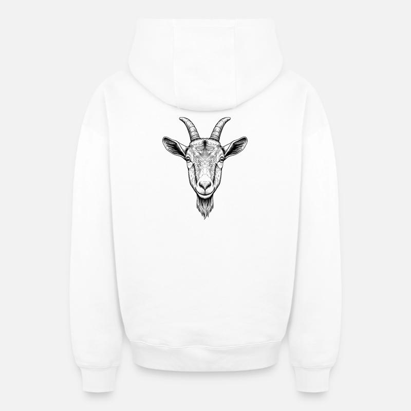 Chèvre - Sweat à capuche unisexe zippé oversize épais SPREAD - blanc