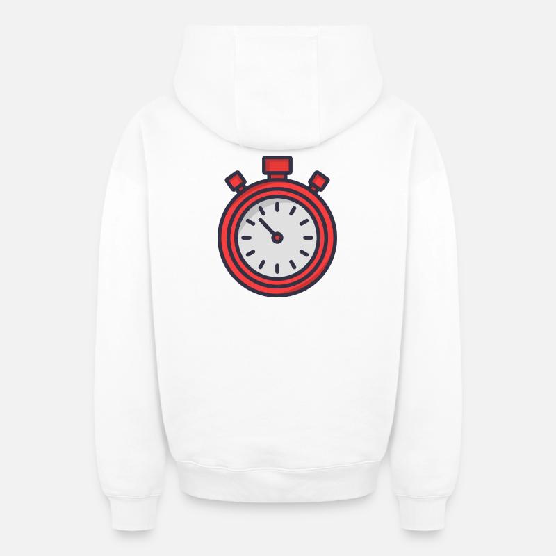 Chronomètre - Sweat à capuche unisexe zippé oversize épais SPREAD - blanc