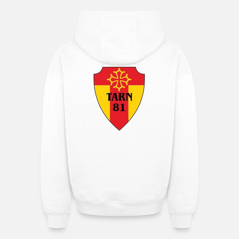 Blason Tarn 81  - Sweat à capuche unisexe zippé oversize épais SPREAD - blanc