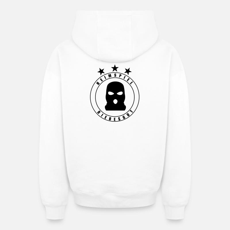 DIEBESGUT_WAPPEN - Sweat à capuche unisexe zippé oversize épais SPREAD - blanc