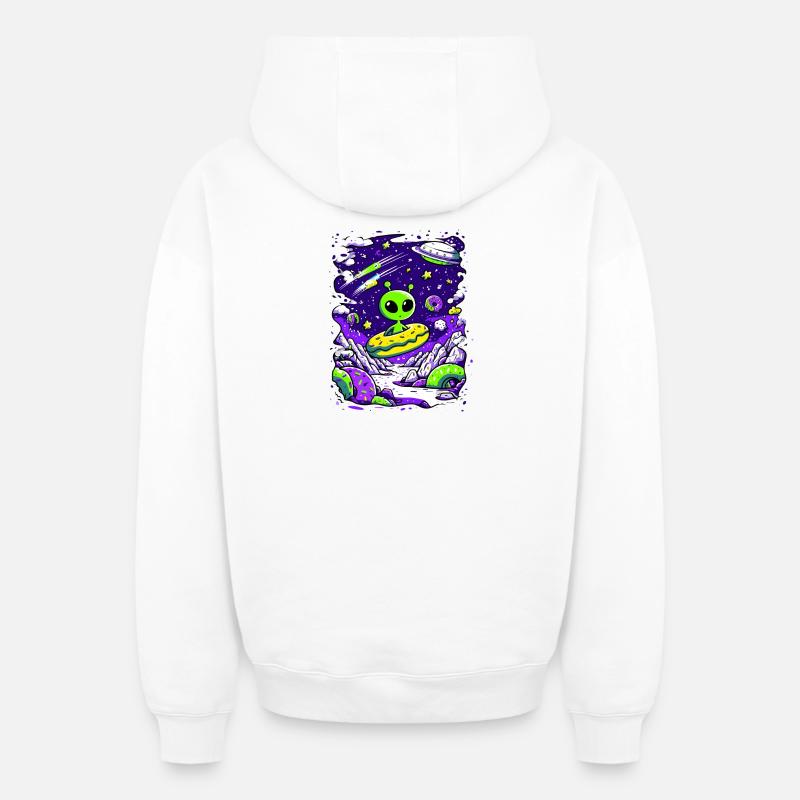 Beignet extraterrestre dans l’espace - Sweat à capuche unisexe zippé oversize épais SPREAD - blanc
