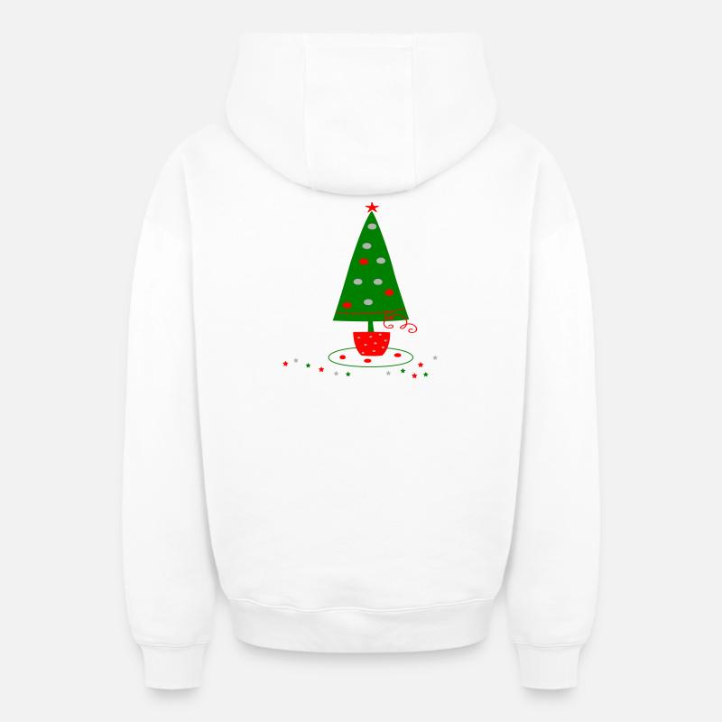 Arbre de Noël - Sweat à capuche unisexe zippé oversize épais SPREAD - blanc