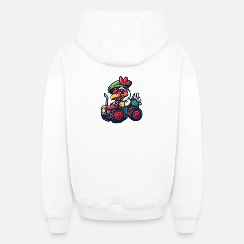 Éleveur de tracteurs coqs - Sweat à capuche unisexe zippé oversize épais SPREAD - blanc