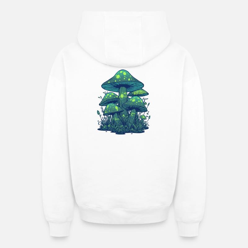 Champignons luminescents verdoyants - Sweat à capuche unisexe zippé oversize épais SPREAD - blanc