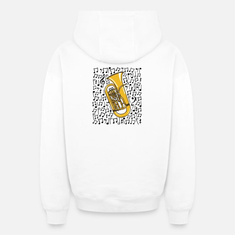 Euphonium Notes musicales Musicien de cuivres - Sweat à capuche unisexe zippé oversize épais SPREAD - blanc