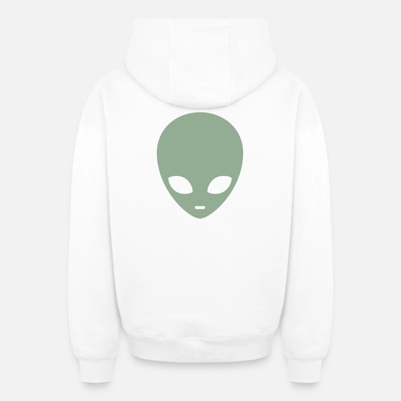 Tête d’extraterrestre menthe atténuée - Sweat à capuche unisexe zippé oversize épais SPREAD - blanc