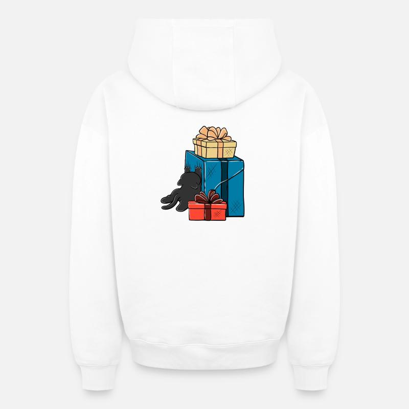 Cadeau chaos chat - Sweat à capuche unisexe zippé oversize épais SPREAD - blanc