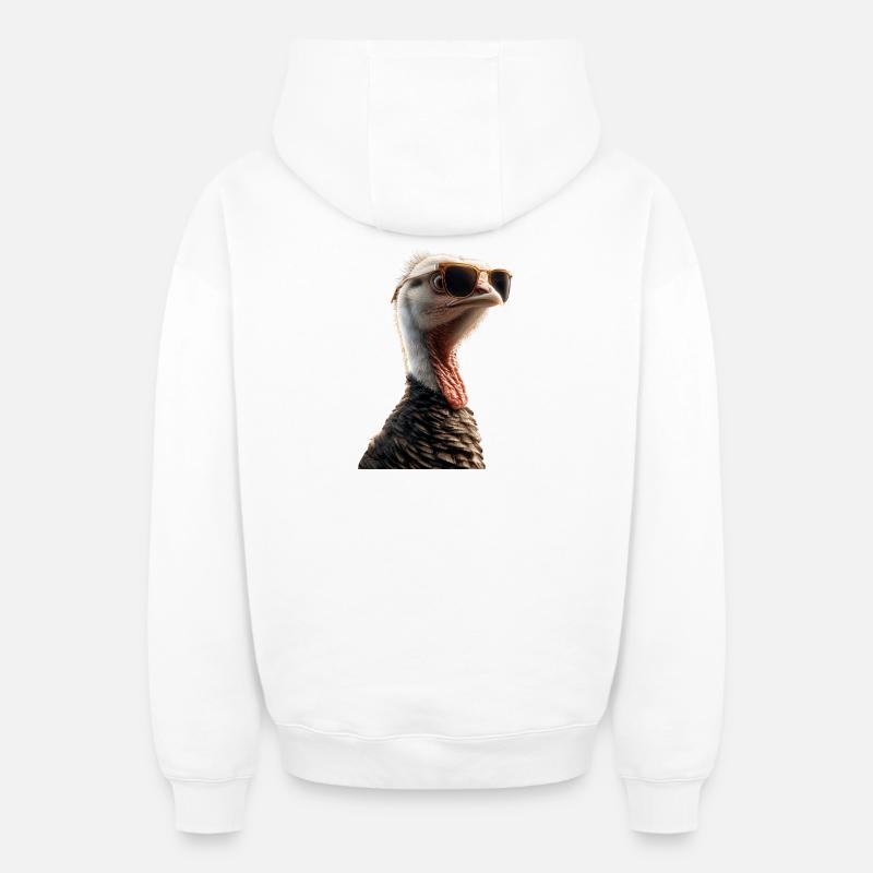 Dinde Poules Oiseaux Dinde - Sweat à capuche unisexe zippé oversize épais SPREAD - blanc