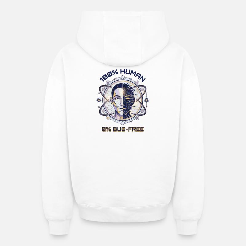 Code de bug humain - Sweat à capuche unisexe zippé oversize épais SPREAD - blanc