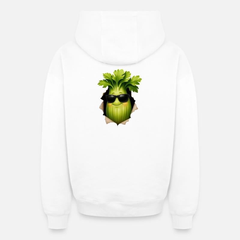 céleri - Sweat à capuche unisexe zippé oversize épais SPREAD - blanc