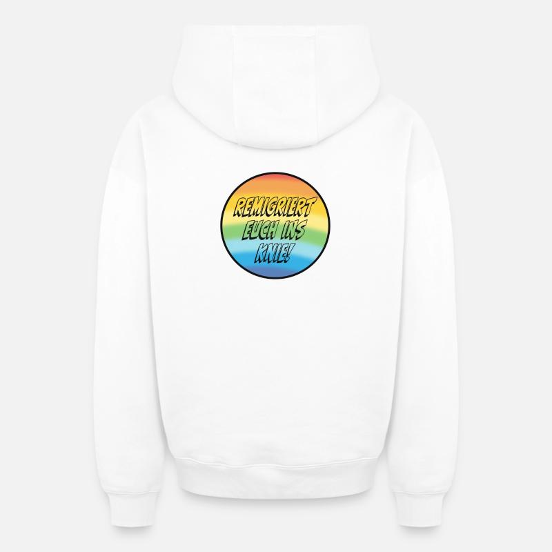 Mettez-vous à genoux ! - Sweat à capuche unisexe zippé oversize épais SPREAD - blanc