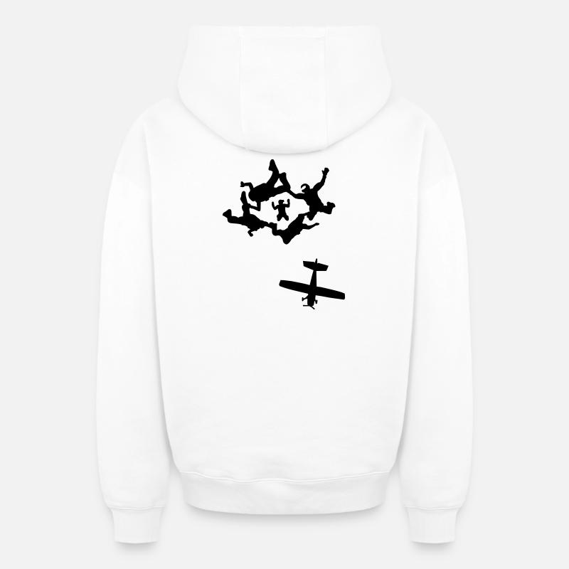 parachutisme - Sweat à capuche unisexe zippé oversize épais SPREAD - blanc