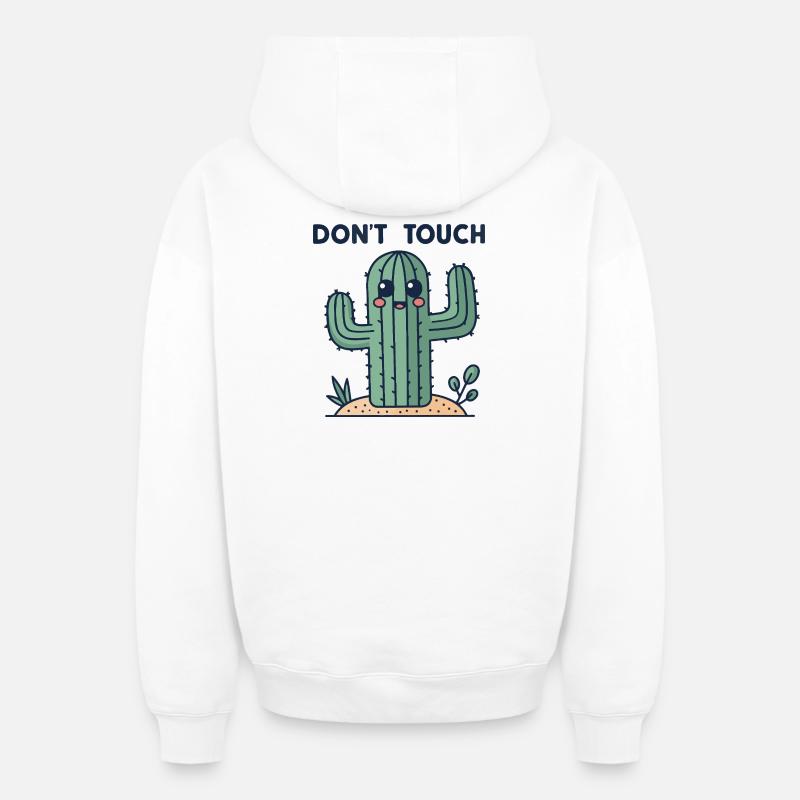 Cactus mignon: interdiction toucher - Sweat à capuche unisexe zippé oversize épais SPREAD - blanc