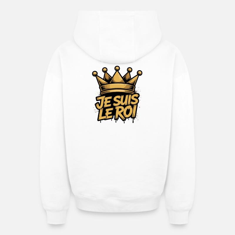 Je suis le roi - Sweat à capuche unisexe zippé oversize épais SPREAD - blanc