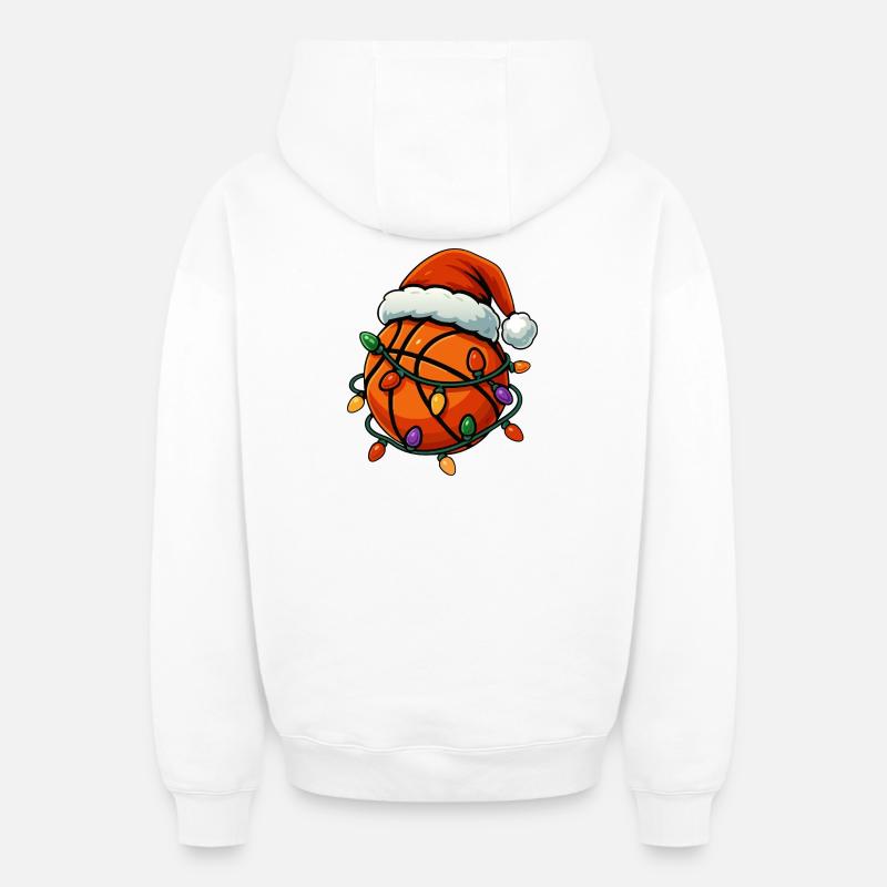 Joueur de basket-ball de Noël - Sweat à capuche unisexe zippé oversize épais SPREAD - blanc