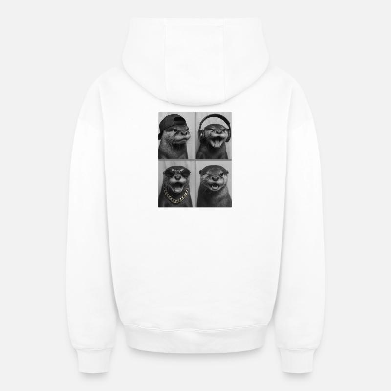 Loutre - Sweat à capuche unisexe zippé oversize épais SPREAD - blanc