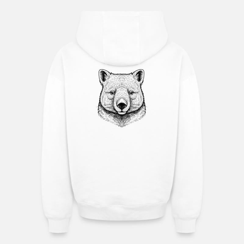 Wombat - Sweat à capuche unisexe zippé oversize épais SPREAD - blanc