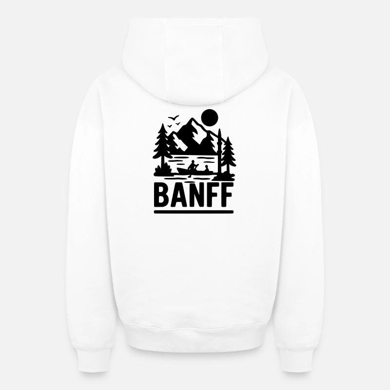 Parc national de Banff - Sweat à capuche unisexe zippé oversize épais SPREAD - blanc