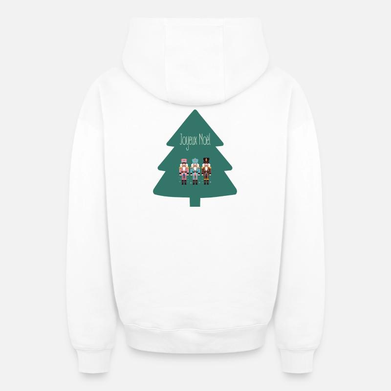 Merry Christmas - Sweat à capuche unisexe zippé oversize épais SPREAD - blanc