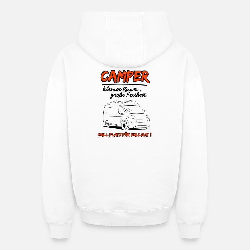 Déclaration du camping-car - Sweat à capuche unisexe zippé oversize épais SPREAD - blanc