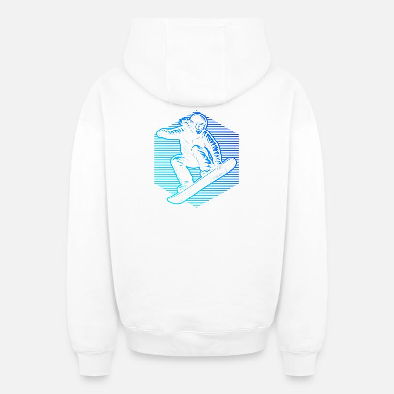 Rayures néon de snowboardeur - Sweat à capuche unisexe zippé oversize épais SPREAD - blanc