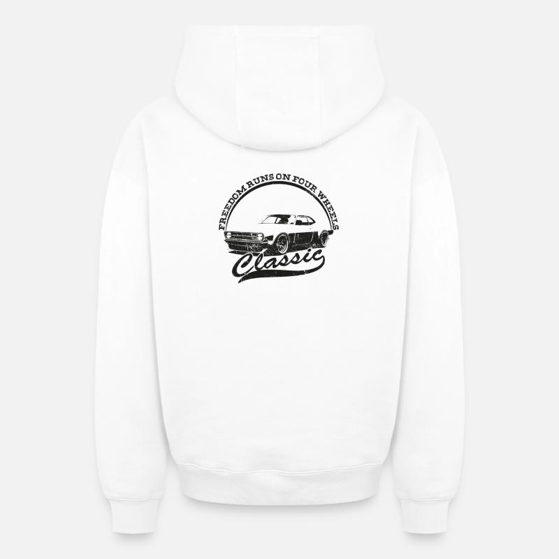 Voiture Classique design - Sweat à capuche unisexe zippé oversize épais SPREAD - blanc
