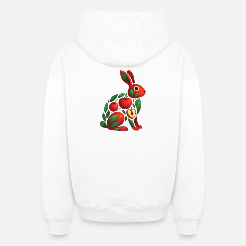 Pomme Lapin - Sweat à capuche unisexe zippé oversize épais SPREAD - blanc