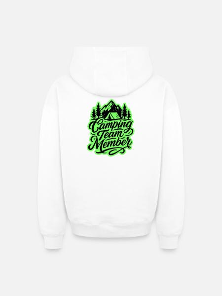 Camping Team Tent Mountains - Oversized Heavyweight Unisex Zip Hoodie - white