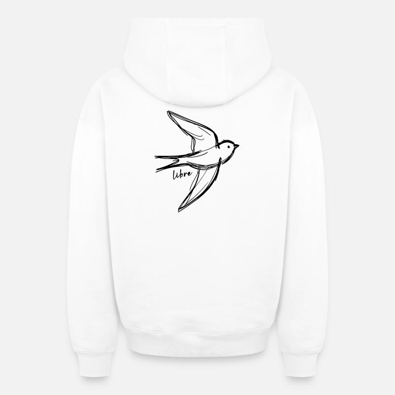 Oiseau libre - Sweat à capuche unisexe zippé oversize épais SPREAD - blanc