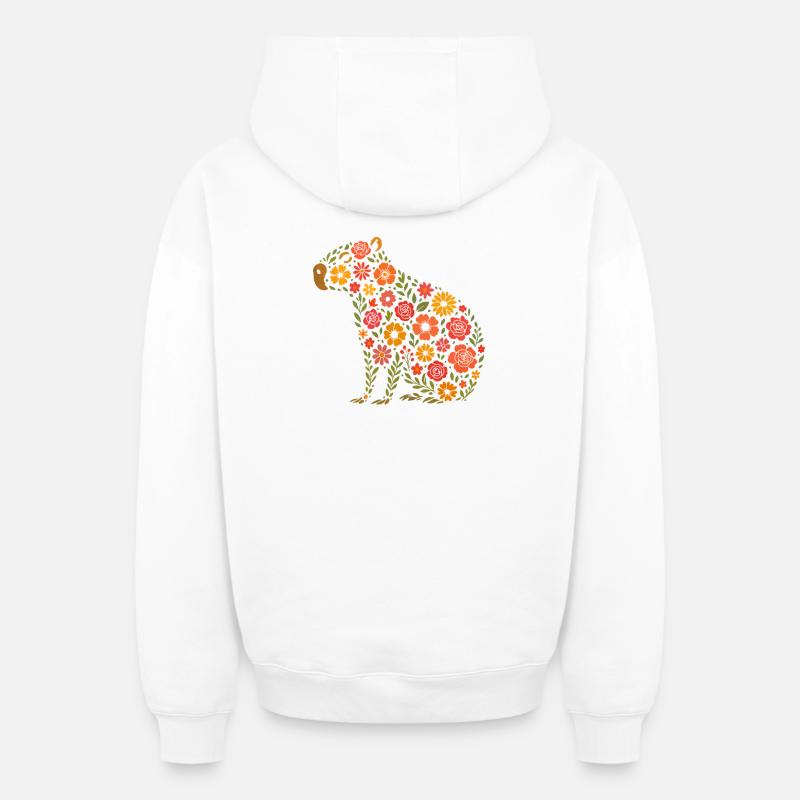 Capybara - Sweat à capuche unisexe zippé oversize épais SPREAD - blanc