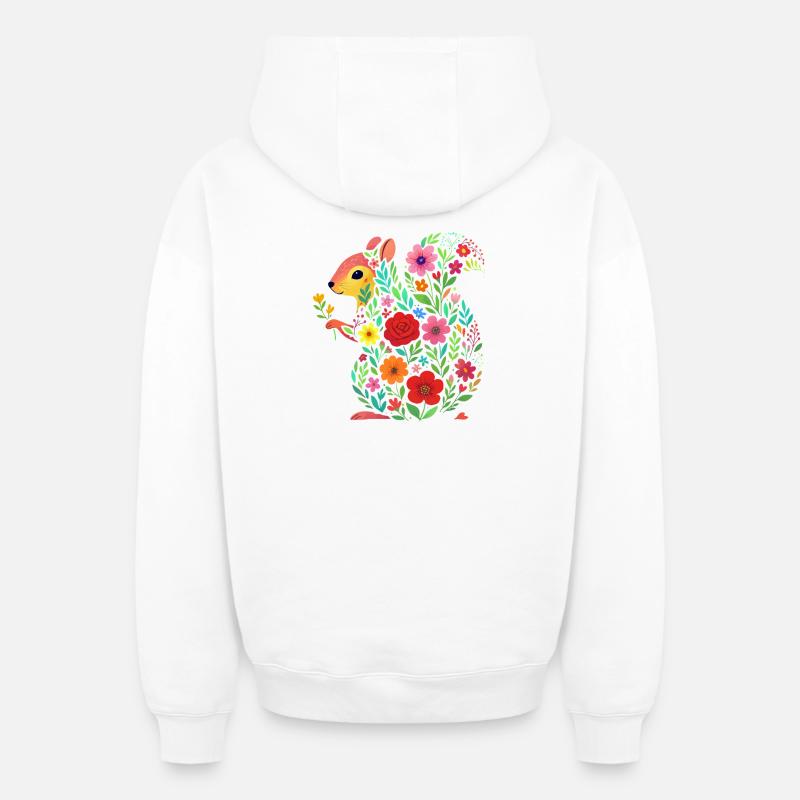 Écureuil - Sweat à capuche unisexe zippé oversize épais SPREAD - blanc