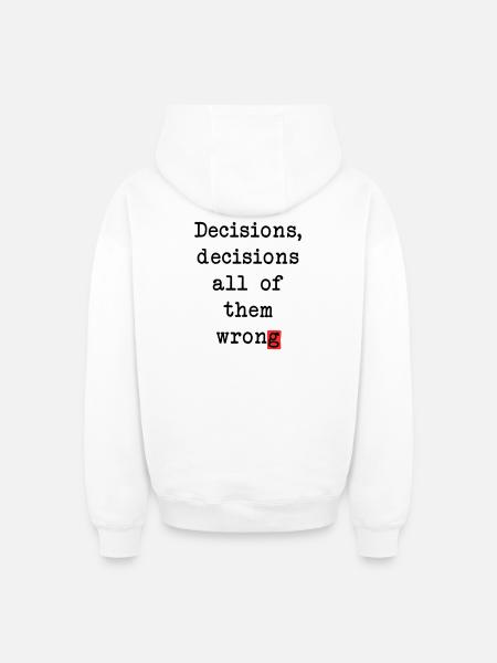 Wrong Decisions Club - Oversized Heavyweight Unisex Zip Hoodie - white