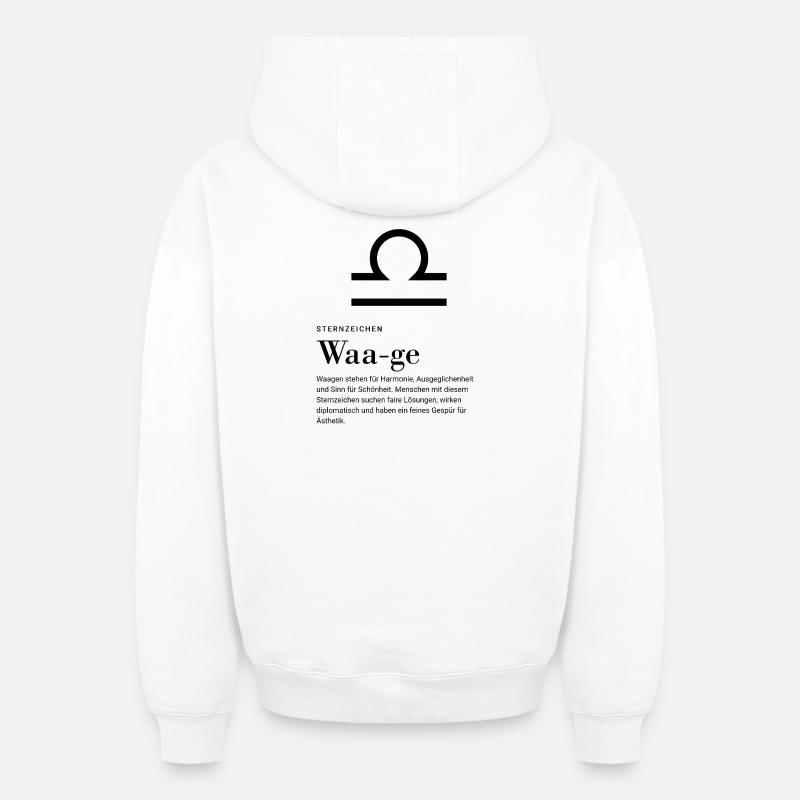 Signe du zodiaque Balance - Sweat à capuche unisexe zippé oversize épais SPREAD - blanc