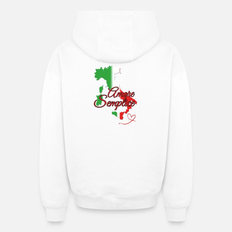 Amore Semplice Italia - Sweat à capuche unisexe zippé oversize épais SPREAD - blanc