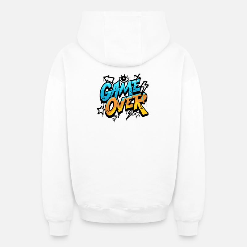 Game Over Graffiti Néon - Sweat à capuche unisexe zippé oversize épais SPREAD - blanc